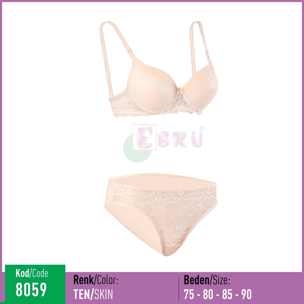 8059 EBRU SİLİKONLU DOLU TAKIM TEN