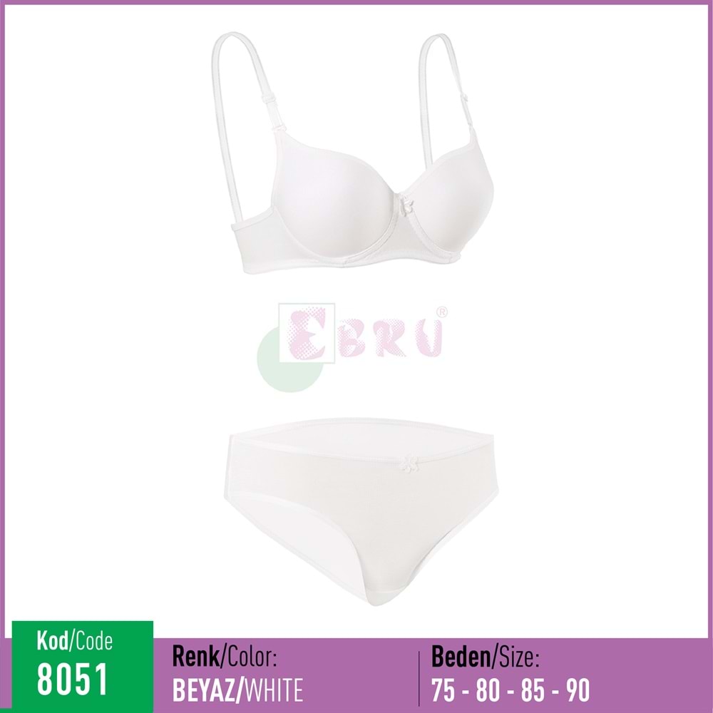 8051 EBRU SİLİKONLU DÜZ TAKIM BEYAZ