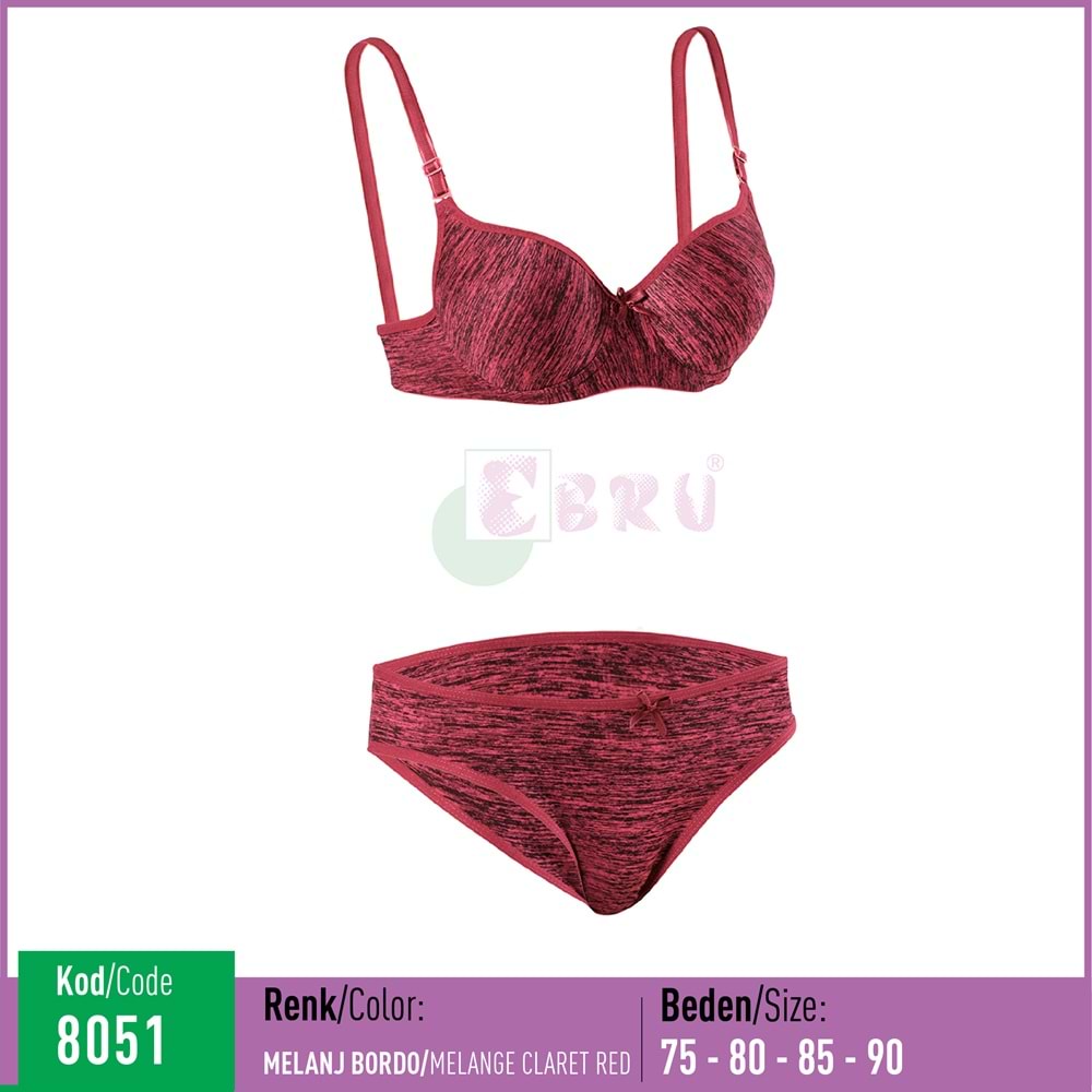 8051 EBRU SİLİKONLU DÜZ TAKIM M.BORDO