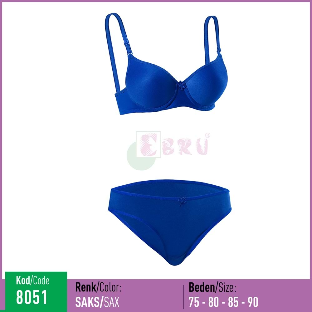 8051 EBRU SİLİKONLU DÜZ TAKIM MAVİ