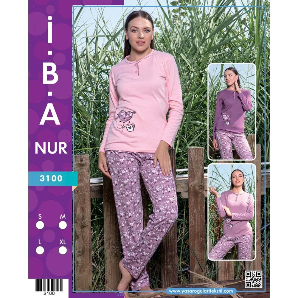 3100 İBANUR GENÇ PİJAMA TAKIMI - GÜL KURUSU