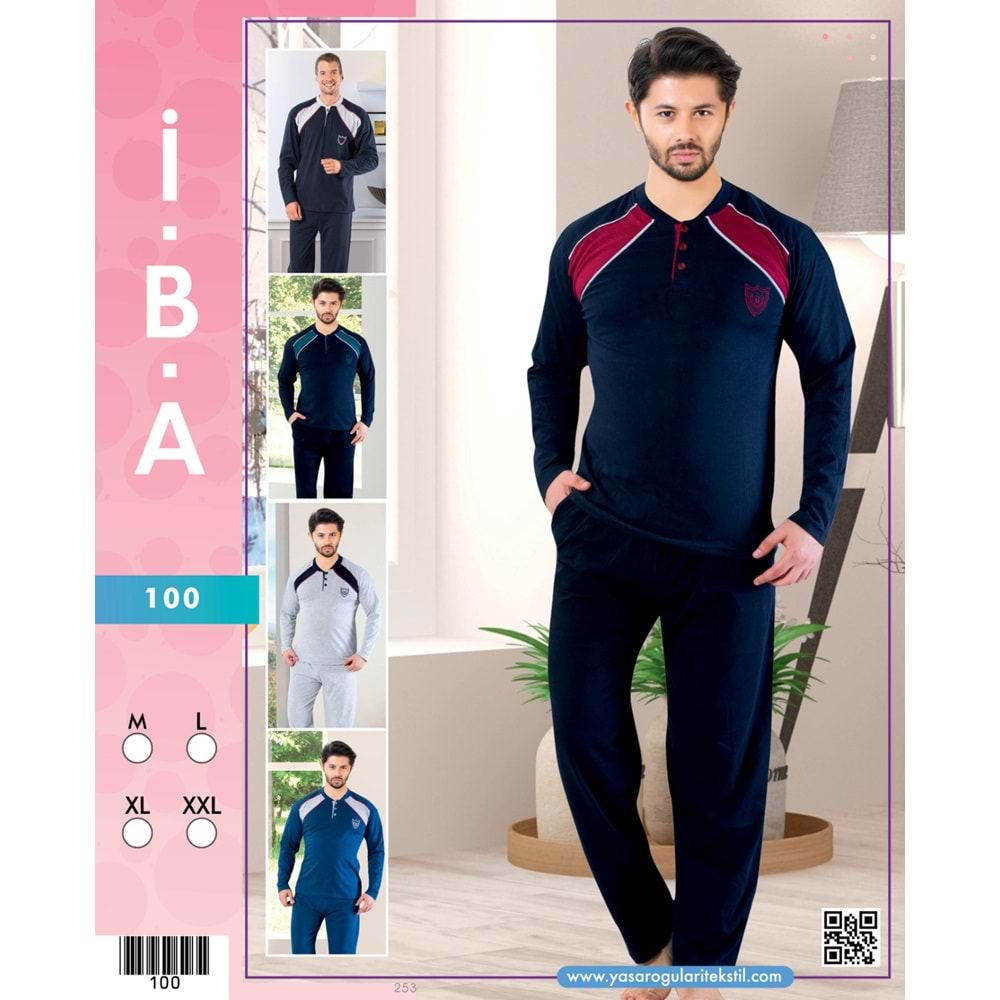 100 İBA ERKEK PİJAMA TAKIMI - LACİVERT