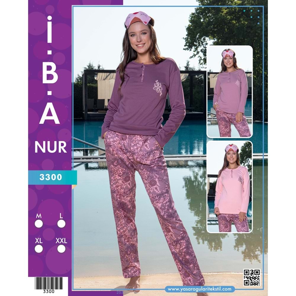 3300 İBANUR BAYAN PİJAMA TAKIM - PEMBE