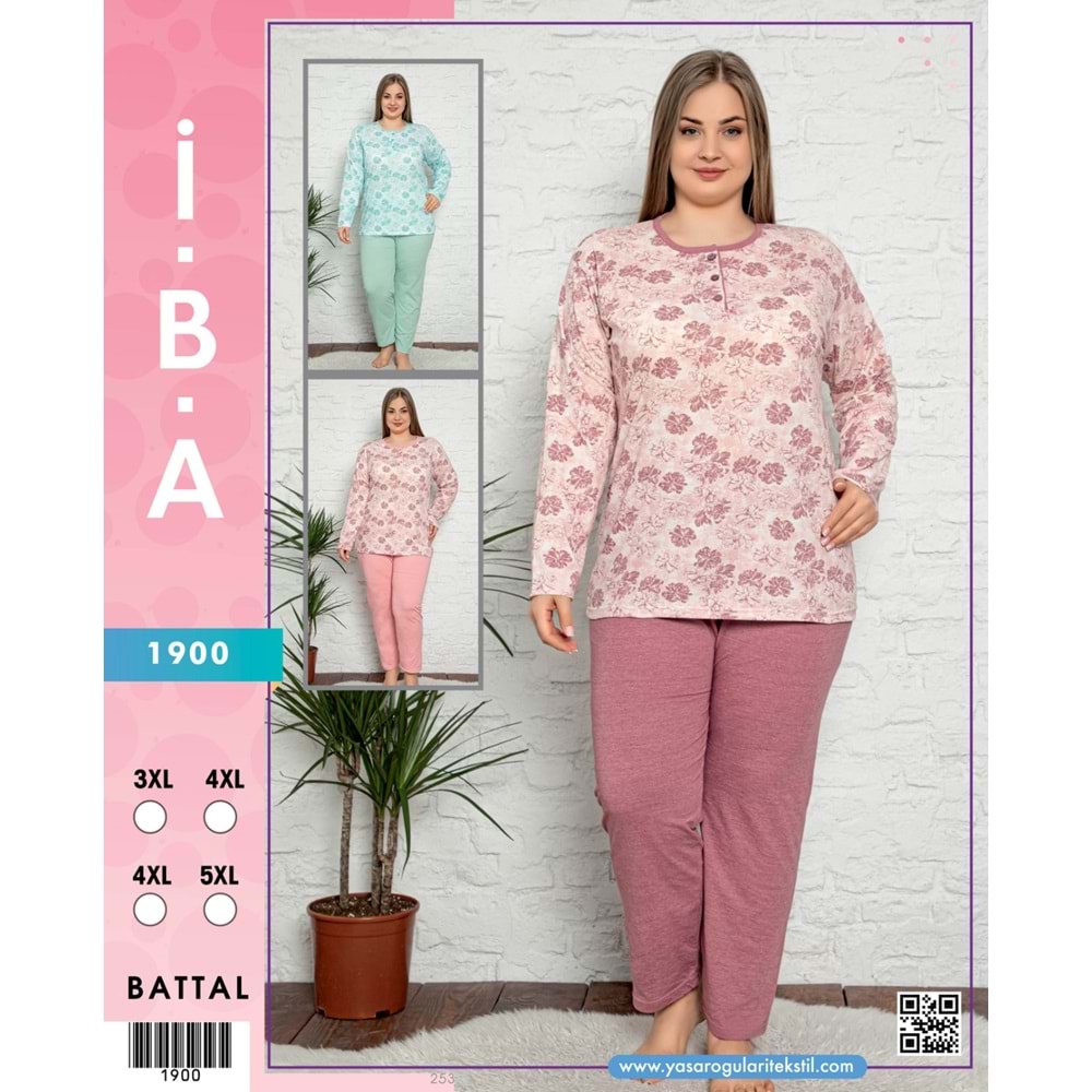 1900 İBA BAYAN BATTAL PİJAMA TAKIMI - PEMBE
