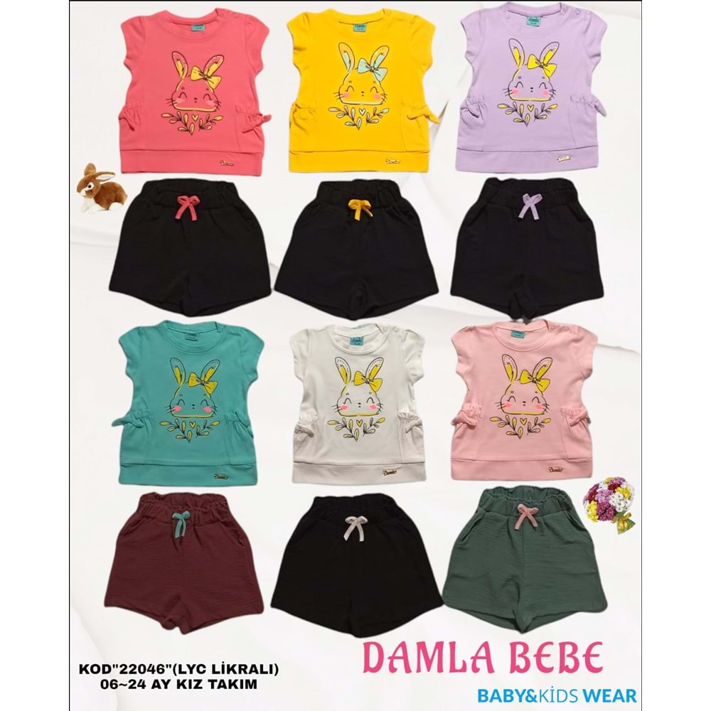 22046 DAMLA TAVŞAN BASKILI KIZ 6,24 - PEMBE