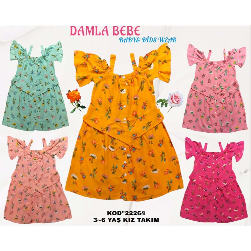 22264 DAMLA BKIZ ELBİSE 7,10 - YEŞİL