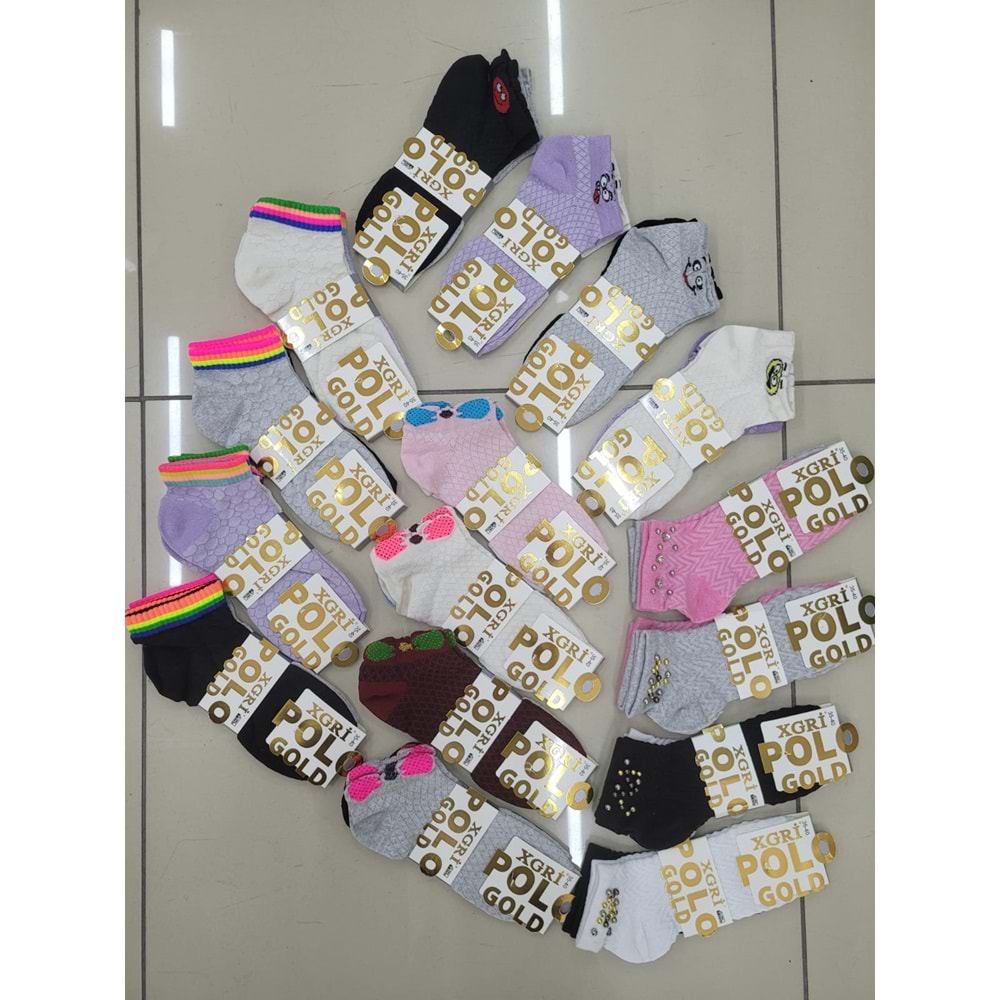 XGRİ POLO BAYAN 3 LÜ PENYE PATİK