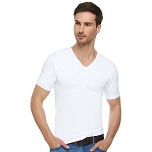 ELİT 1303 ERK ELASTAN V YAKA BEYAZ L
