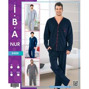 2400 İBANUR ERKEK BOY DÜĞMELİ PİJAMA TAKIM - FÜME