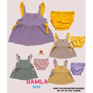 22199 DAMLA DOKUMA KARELİ KIZ TAKIM6,24 - YEŞİL