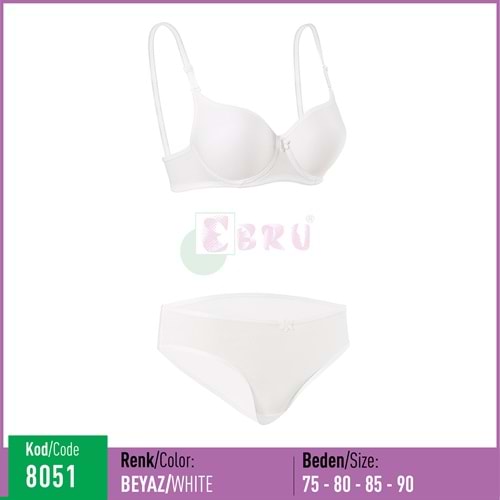 8051 EBRU SİLİKONLU DÜZ TAKIM BEYAZ