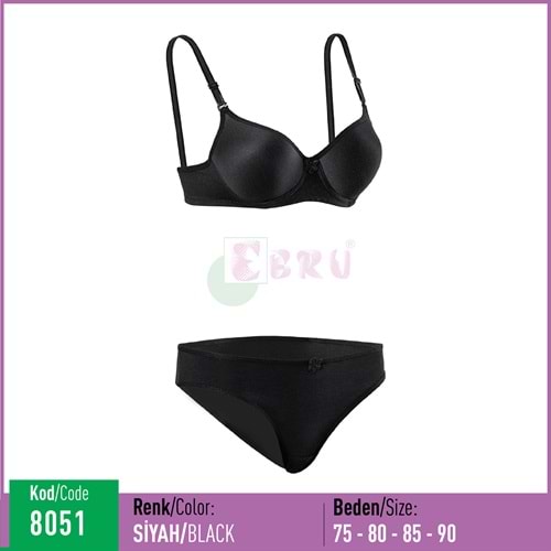 8051 EBRU SİLİKONLU DÜZ TAKIM SİYAH