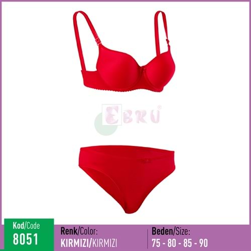 8051 EBRU SİLİKONLU DÜZ TAKIM KIRMIZI