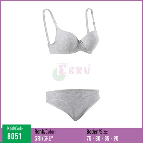 8051 EBRU SİLİKONLU DÜZ TAKIM GRİ