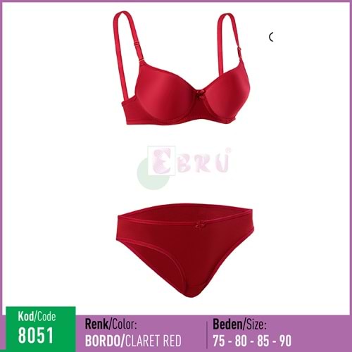 8051 EBRU SİLİKONLU DÜZ TAKIM BORDO