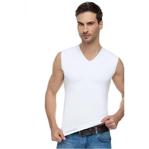 ELİT 1305 ERK V YAKA SIFIR KOL BEYAZ XXL