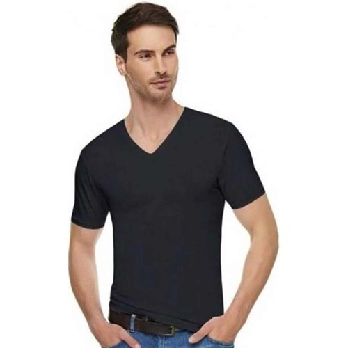 ELİT 1303 ERK ELASTAN V YAKA SİYAH XXL
