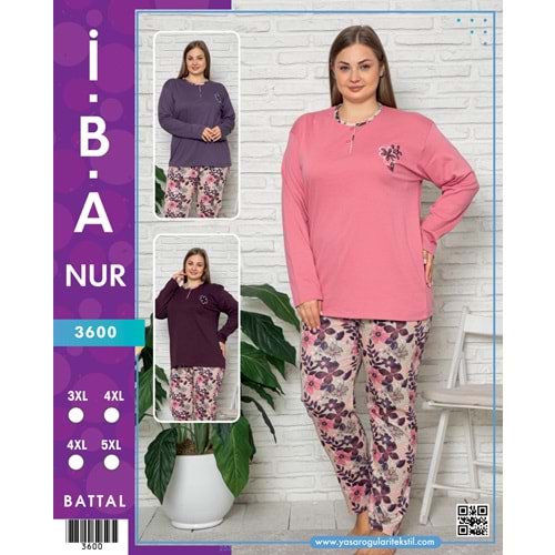 İBANUR 3600 BAYAN PİJAMA TAKIM - PUDRA BATTAL