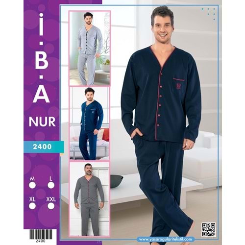 2400 İBANUR ERKEK BOY DÜĞMELİ PİJAMA TAKIM - GRİ