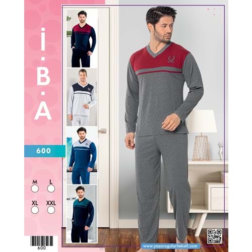 600 İBA ERKEK PİJAMA TAKIM - GRİ