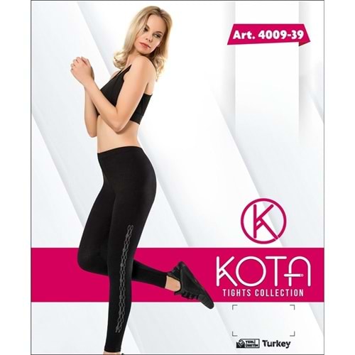 4009 KOTA PAÇA KATLAMALI UZUN TAŞLI TAYT - SİYAH - M