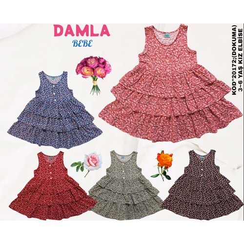 20172 DAMLA FIRFIRLI KIZ ELBİSE 3,6 - MAVİ