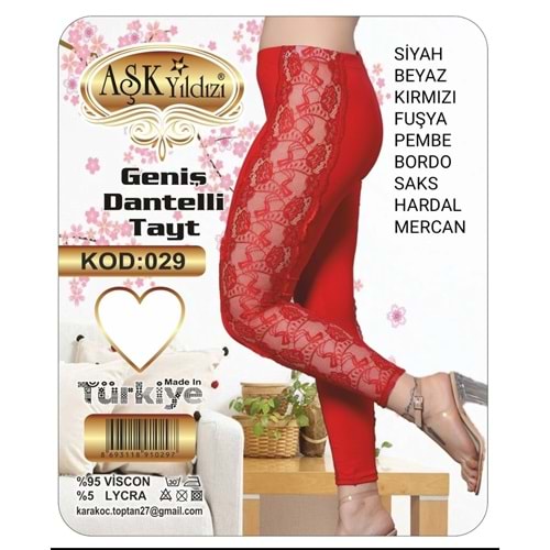 AŞK 029 YILDIZI YANI GEN DANTEL TAYT