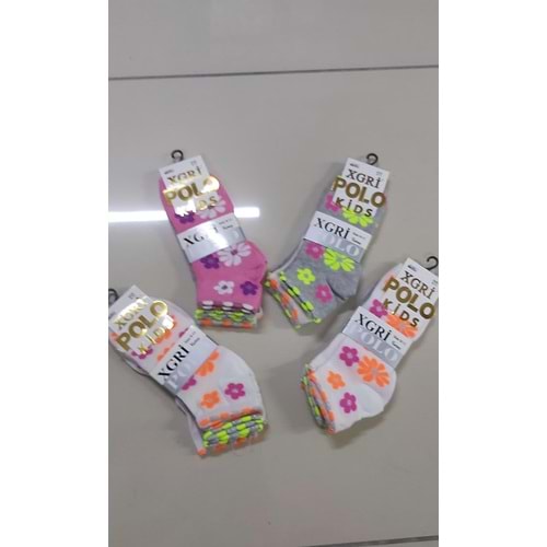 XGRİ POLO KIZ ÇOCUK PATİK 3 LÜ - 3