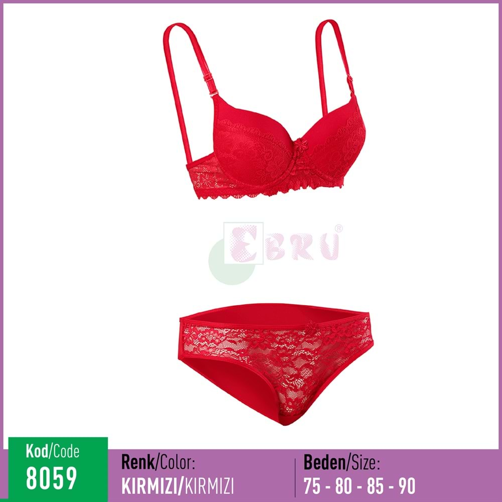 8059 EBRU SİLİKONLU DOLU TAKIM KIRMIZI