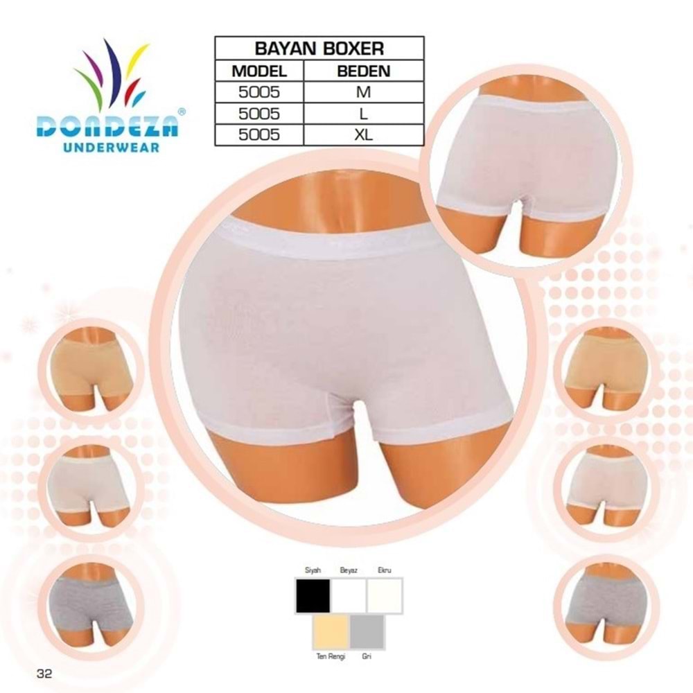 DONDEZA 5005 BAYAN BOXER BEYAZ M