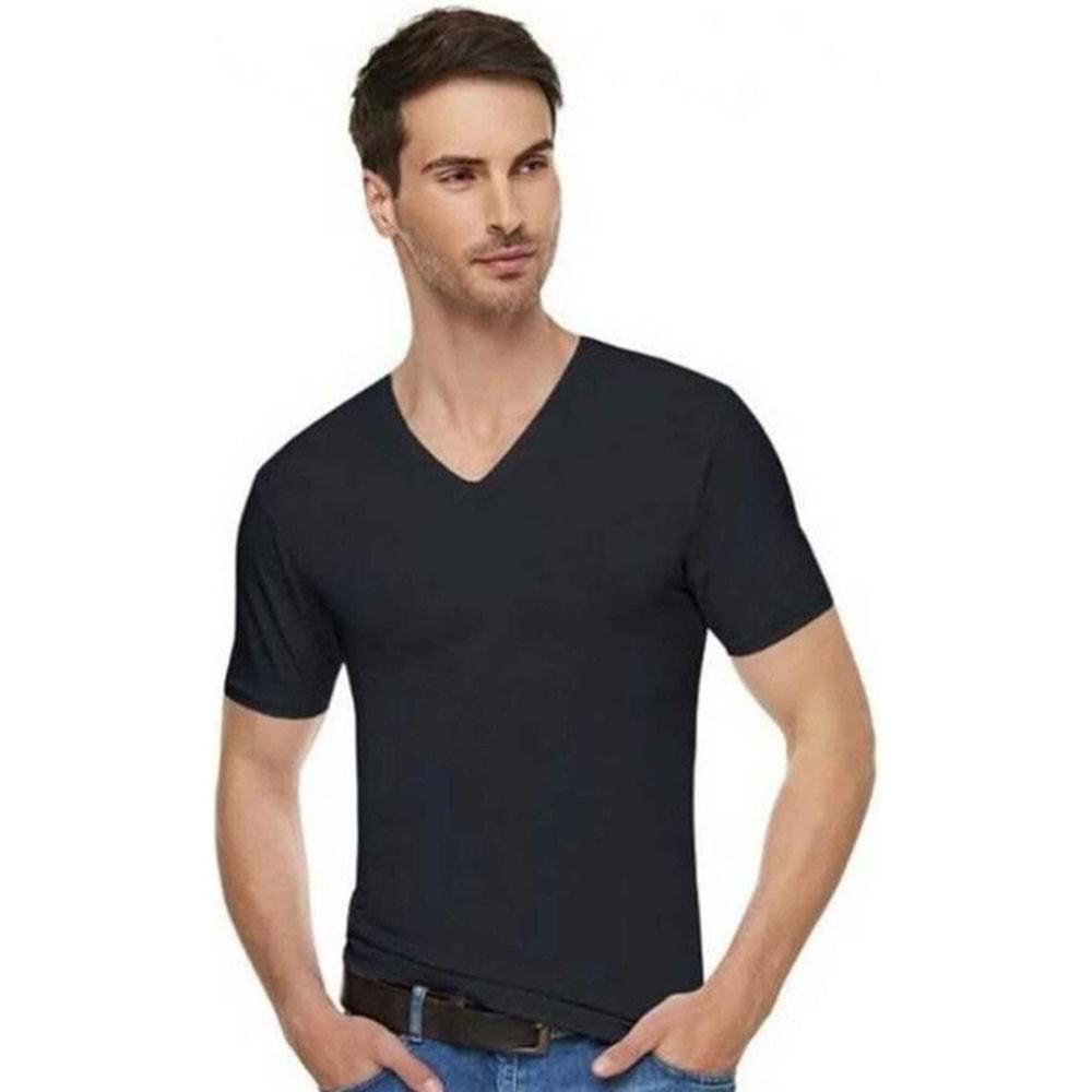 ELİT 1303 ERK ELASTAN V YAKA SİYAH L