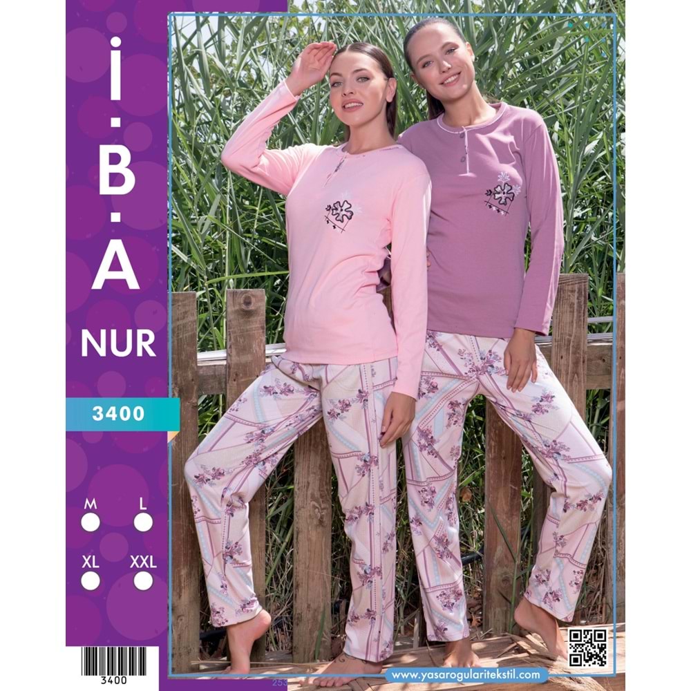 3400 İBANUR ANNE PİJAMA TAKIMI - PEMBE