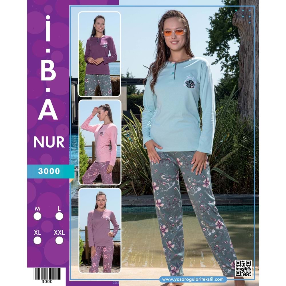 3000 İBANUR BAYAN PİJAMA TAKIM - MOR