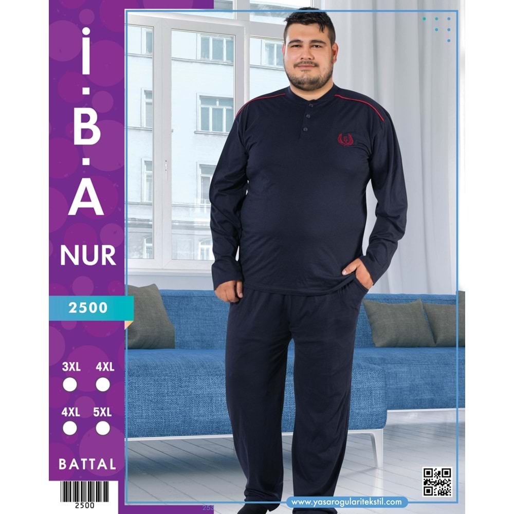 2500 İBANUR ERKEK BATTAL PİJAMA TAKIMI - FÜME