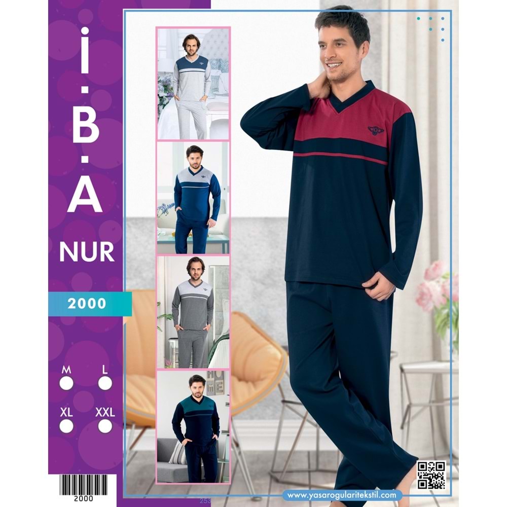 2000 İBANUR ERKEK PİJAMA TAKIMI - GRİ