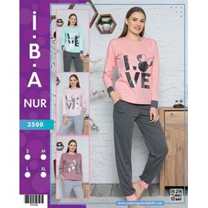 3500 İBANUR BAYAN PİJAMA TAKIMI - GÜL KURUSU