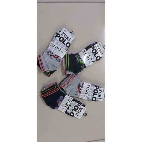 XGRİ POLO ERKEK ÇOCUK PATİK 3 LÜ- 3